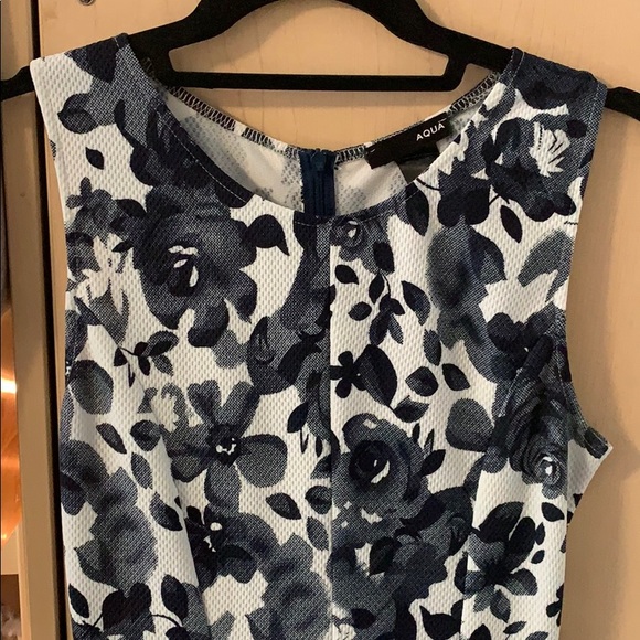 Blue white floral Aqua junior prom dress - Picture 2 of 7